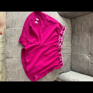 Purple under armor running shorts